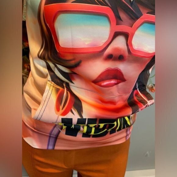 FORNITE Theme Vibin Tie Dyed Pullover Hoodie Fashion Sweatshirt L Junior RefJ027 - Picture 6 of 10